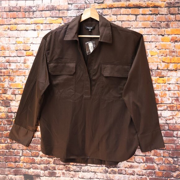 Madewell Utility Shirt Carob Brown Size S Long Sleeves Button Front Pockets - Picture 5 of 9